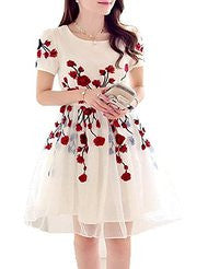 Cloth Velly girl's rose white dress (white & Red)