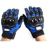 Probiker Leather Motorcycle Gloves (Blue, L)